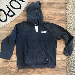 Black Men's Acid Wash Graphic Hoodie - Bullet Graphic on Back